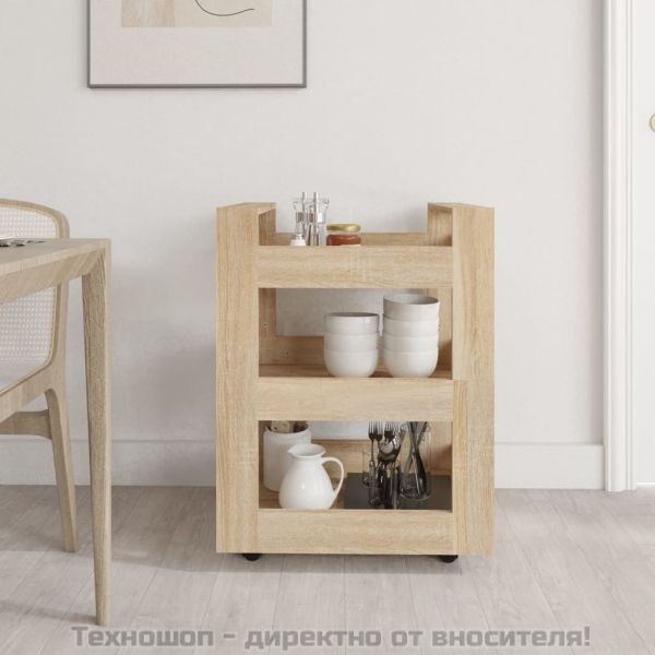 Кухненска количка, дъб сонома, 60x45x80 см, инженерно дърво