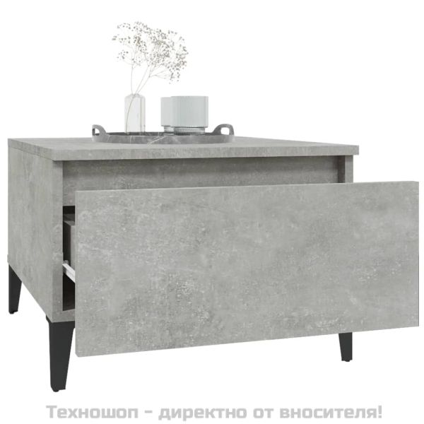 Странична маса, бетонно сива, 50x46x35 см, инженерно дърво