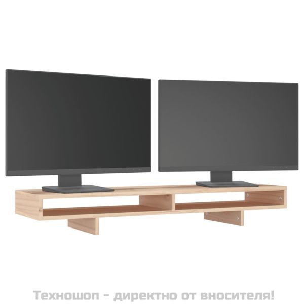 Поставка за монитор, 100x27x14 см, бор масив