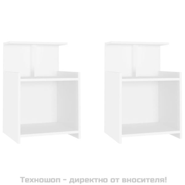 Нощни шкафчета, 2 бр, бели, 40x35x60 см, инженерно дърво