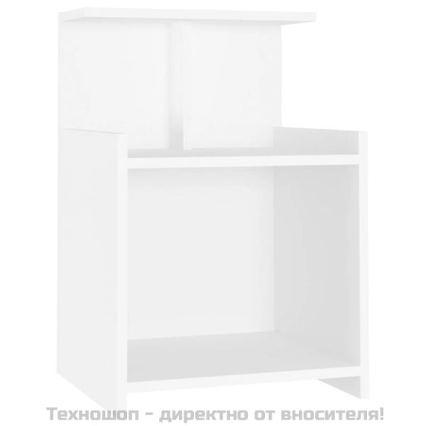 Нощни шкафчета, 2 бр, бели, 40x35x60 см, инженерно дърво