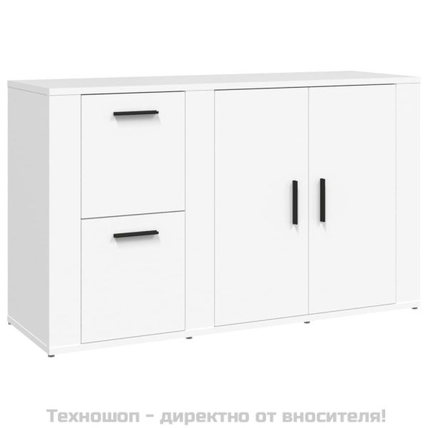 Сайдборд, бял, 100x33x59,5 см, инженерно дърво
