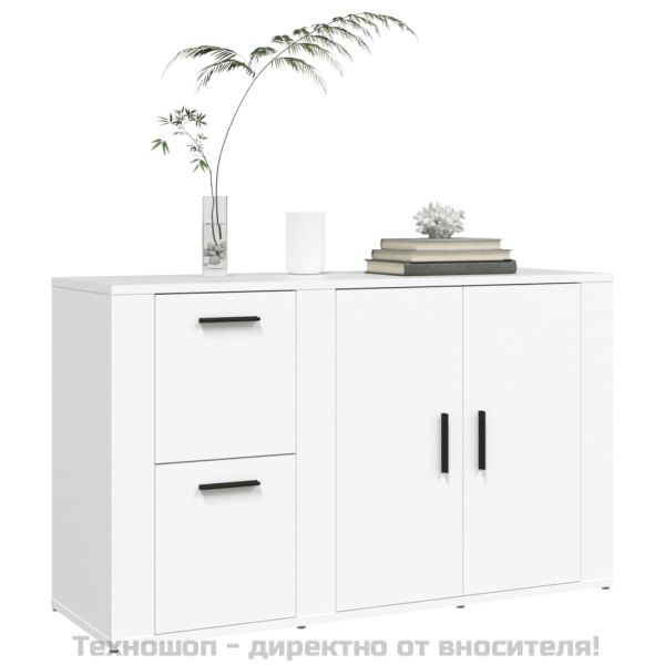 Сайдборд, бял, 100x33x59,5 см, инженерно дърво