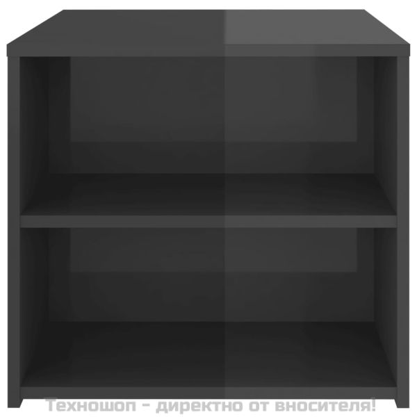 Странична маса, сив гланц, 50x50x45 см, инженерно дърво