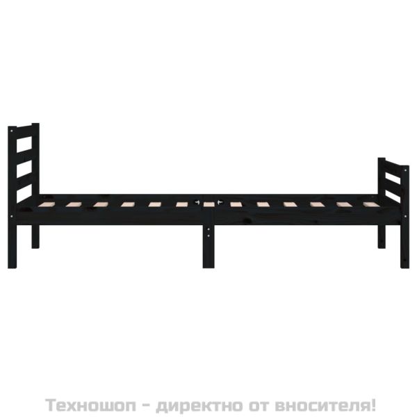 Рамка за легло, черна, масивно дърво, 100х200 см