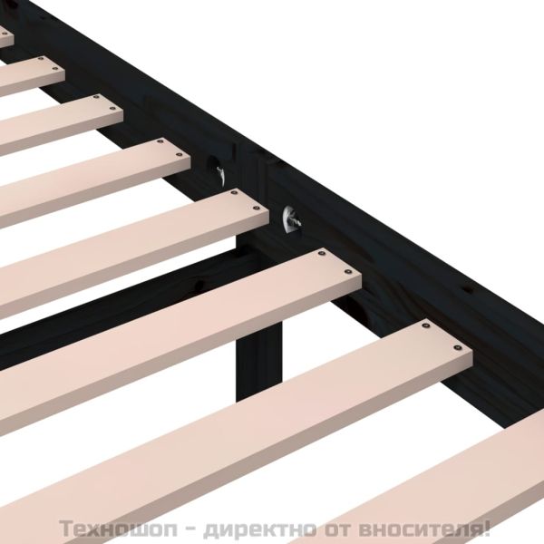 Рамка за легло, черна, масивно дърво, 100х200 см