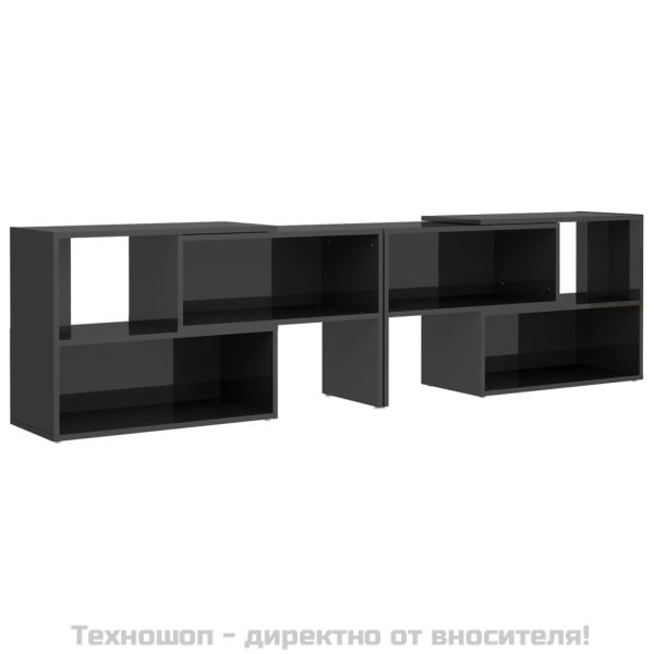 ТВ шкаф, сив гланц, 149x30x52 см, инженерно дърво