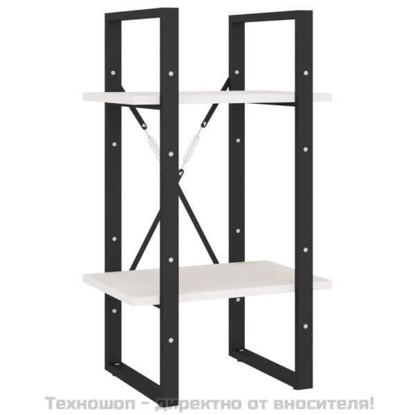 2-етажна библиотека, бяла, 40x30x70 см, борово дърво масив