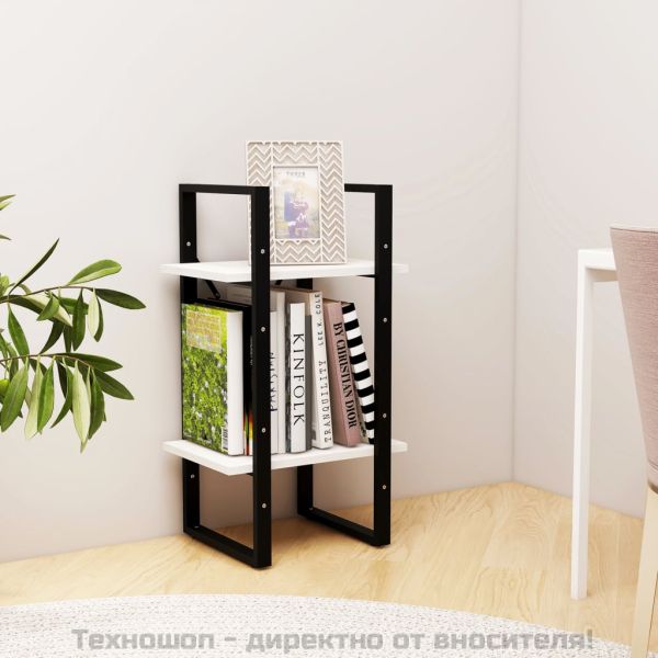 2-етажна библиотека, бяла, 40x30x70 см, борово дърво масив