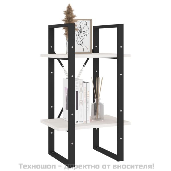 2-етажна библиотека, бяла, 40x30x70 см, борово дърво масив