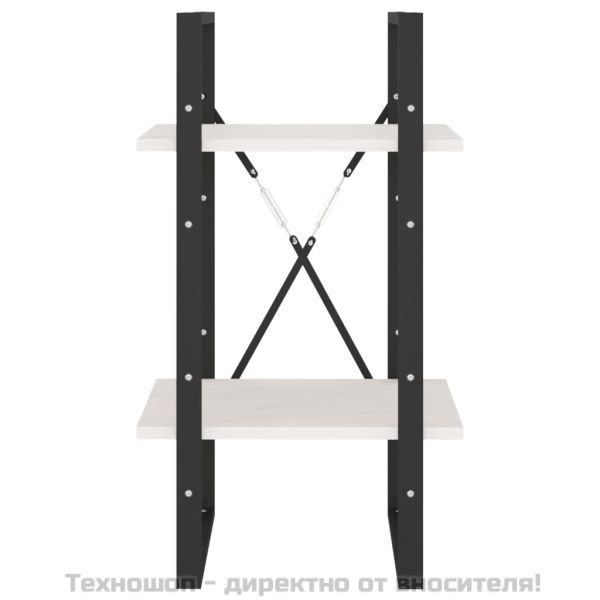 2-етажна библиотека, бяла, 40x30x70 см, борово дърво масив