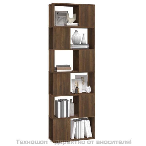 Библиотека/разделител за стая, кафяв дъб, 60x24x186 см