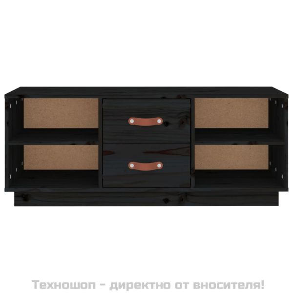 ТВ шкаф, черен, 100x34x40 см, бор масив