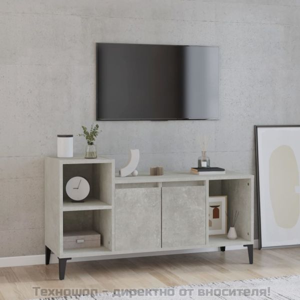 ТВ шкаф, бетонно сиво, 100x35x55 см, инженерно дърво
