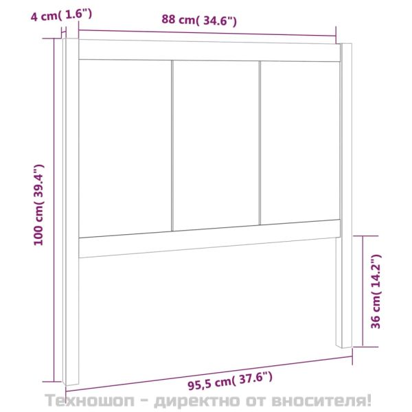 Горна табла за легло, черна, 95,5x4x100 см, бор масив