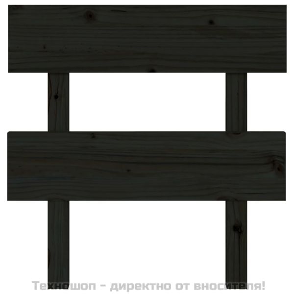 Горна табла за легло, черна, 93,5x3x81 см, бор масив
