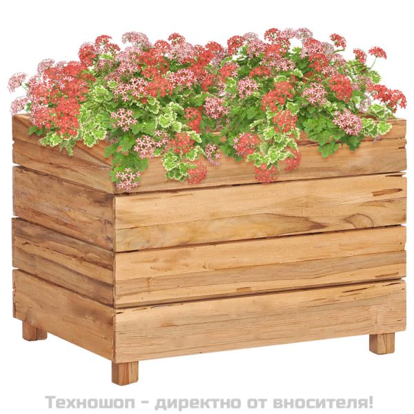 Повдигната леха 50x40x38 см рециклирано тиково дърво и стомана