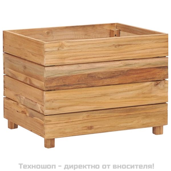 Повдигната леха 50x40x38 см рециклирано тиково дърво и стомана