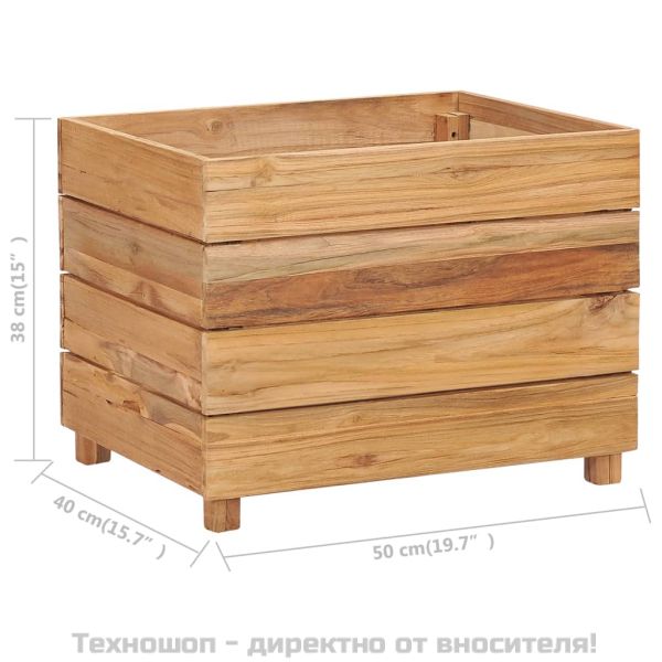 Повдигната леха 50x40x38 см рециклирано тиково дърво и стомана