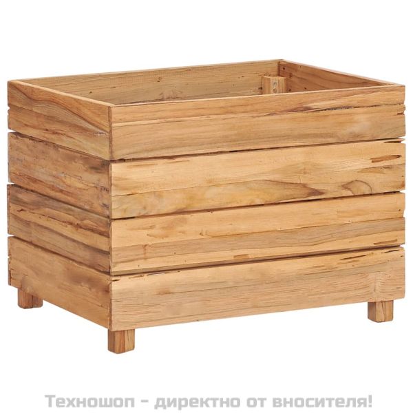 Повдигната леха 50x40x38 см рециклирано тиково дърво и стомана