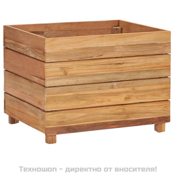 Повдигната леха 50x40x38 см рециклирано тиково дърво и стомана