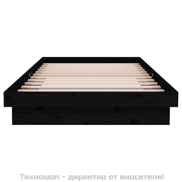 Рамка за легло, черна, масивно дърво, 100х200 см