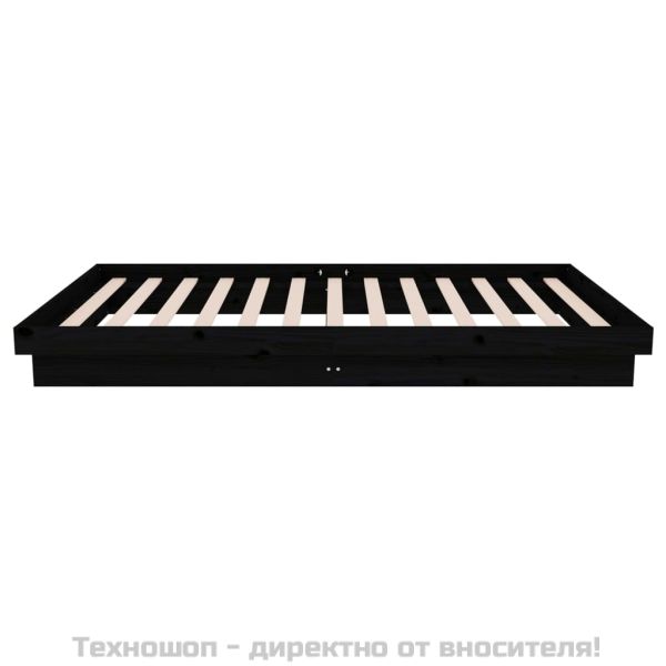 Рамка за легло, черна, масивно дърво, 100х200 см