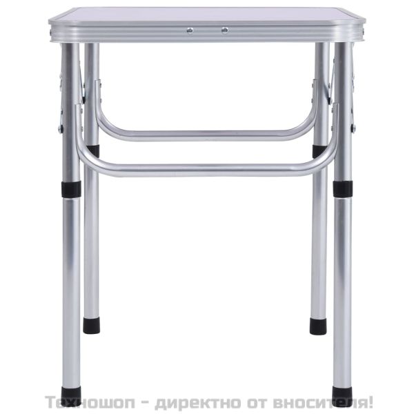 Сгъваема къмпинг маса, бяла, алуминий, 60x45 см