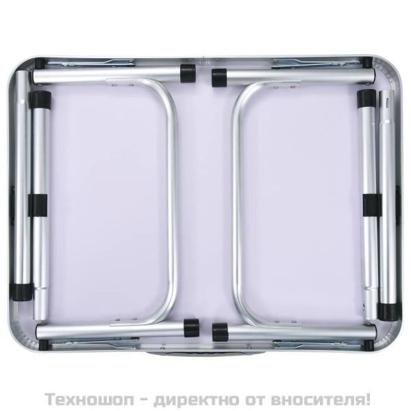Сгъваема къмпинг маса, бяла, алуминий, 60x45 см