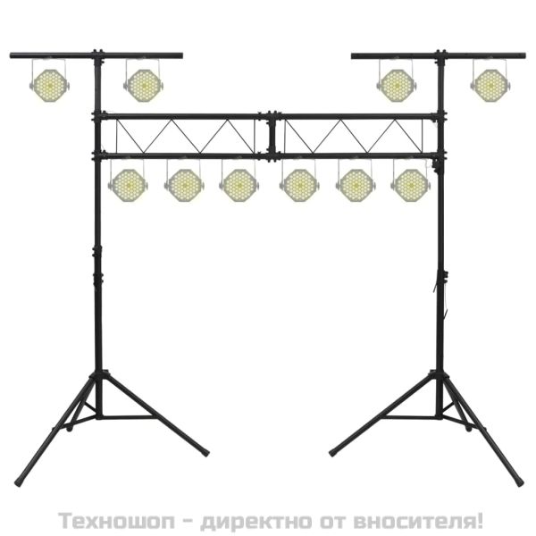 Стойка за осветление черна 338x115x(180-300) см стомана