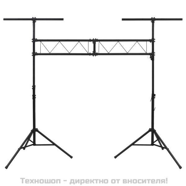 Стойка за осветление черна 338x115x(180-300) см стомана
