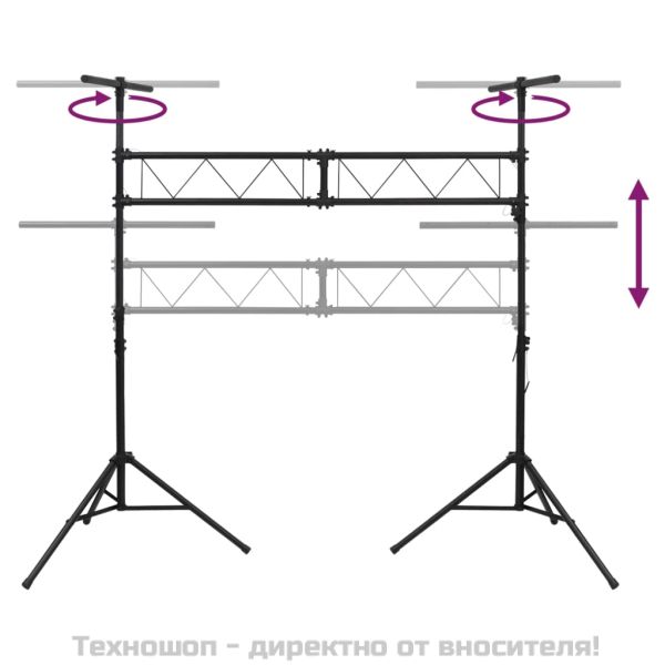 Стойка за осветление черна 338x115x(180-300) см стомана