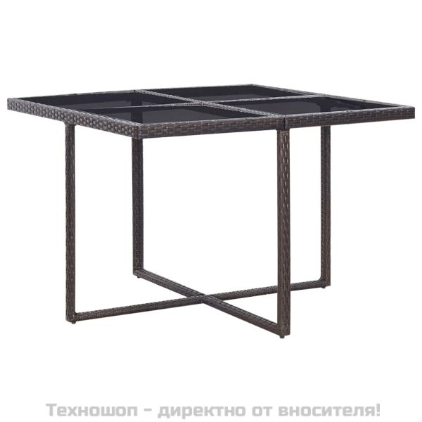 Градински комплект с възглавници, 9 части, кафяв полиратан