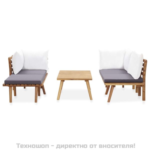 Градински лаундж комплект, 5 части, акация масив