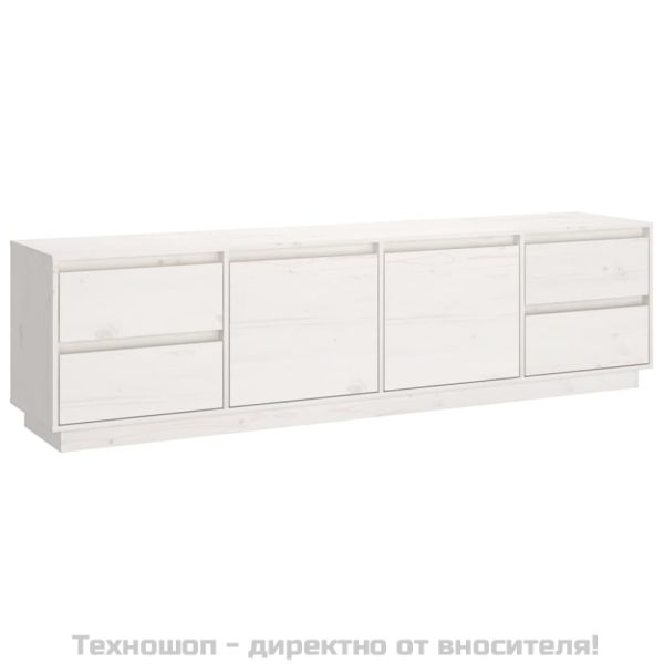 ТВ шкаф, бял, 176x37x47,5 см, бор масив