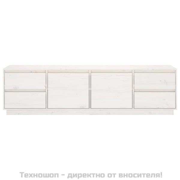ТВ шкаф, бял, 176x37x47,5 см, бор масив