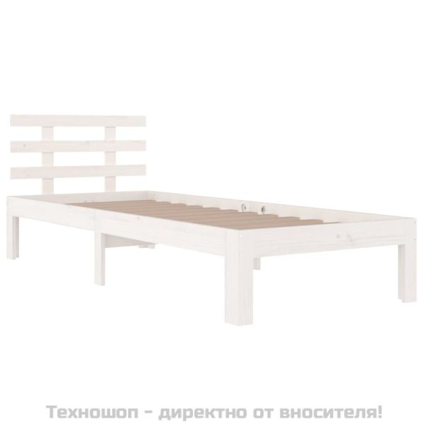 Рамка за легло, бяла, масивно дърво, 90х200 см