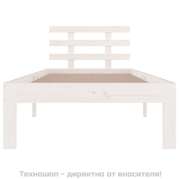 Рамка за легло, бяла, масивно дърво, 90х200 см