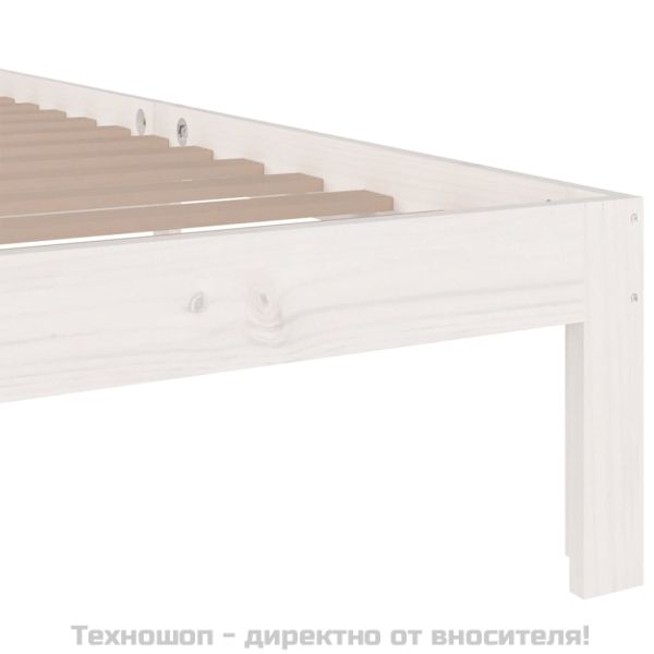 Рамка за легло, бяла, масивно дърво, 90х200 см