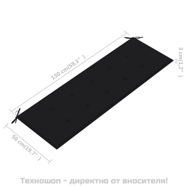 Възглавница за градинска пейка черна 150x50x4 см оксфорд плат