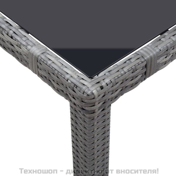 Градински комплект, 7 части, полиратан, сив