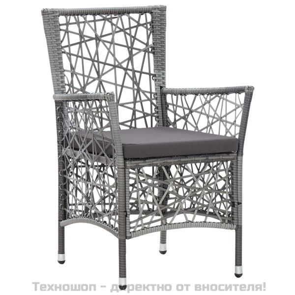 Градински комплект, 7 части, полиратан, сив