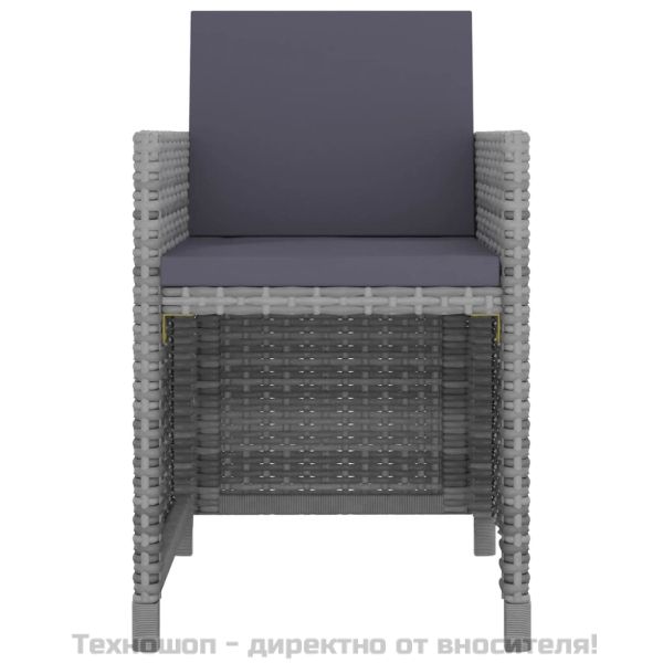 Градински комплект с възглавници, 5 части, полиратан, сив