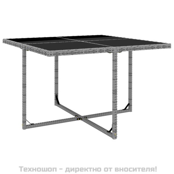 Градински комплект с възглавници, 5 части, полиратан, сив