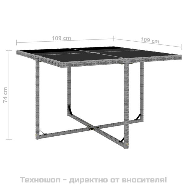 Градински комплект с възглавници, 5 части, полиратан, сив