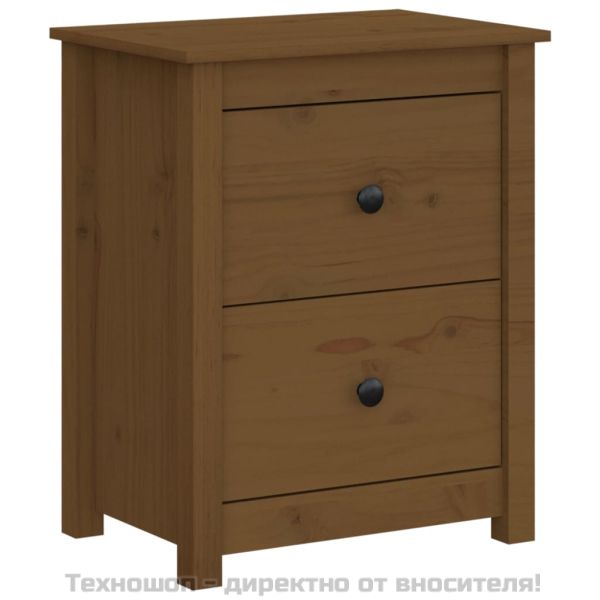Нощно шкафче, меденокафяво, 50x35x61,5 см, борово дърво масив