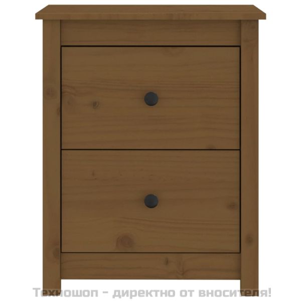 Нощно шкафче, меденокафяво, 50x35x61,5 см, борово дърво масив