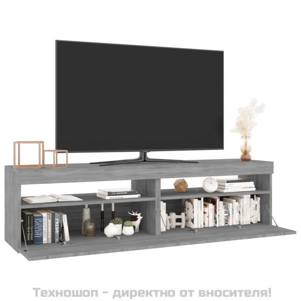 ТВ шкафове с LED осветление, 2 бр, сив сонома, 75x35x40 см