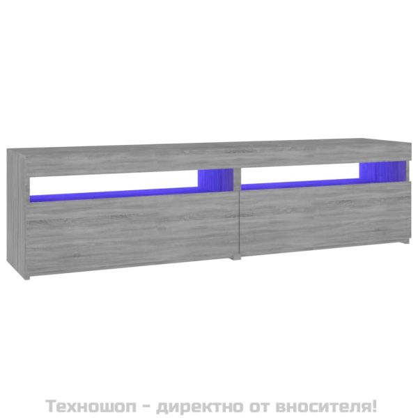 ТВ шкафове с LED осветление, 2 бр, сив сонома, 75x35x40 см