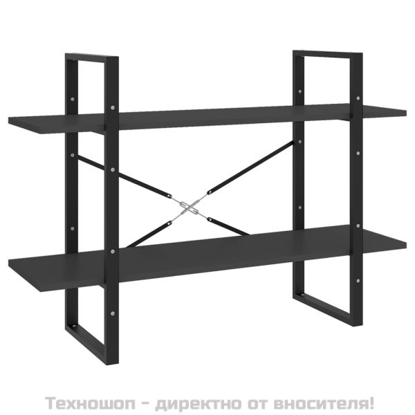 2-етажна библиотека, сива, 100x30x70 см, инженерно дърво